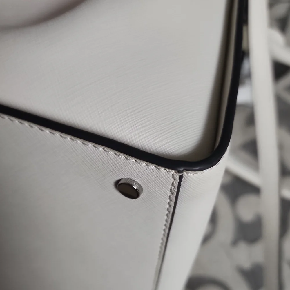 Kate Spade Optic White Cameron Satchel Normcore Neutral Rare Vintage Minimalist - Picture 7 of 10